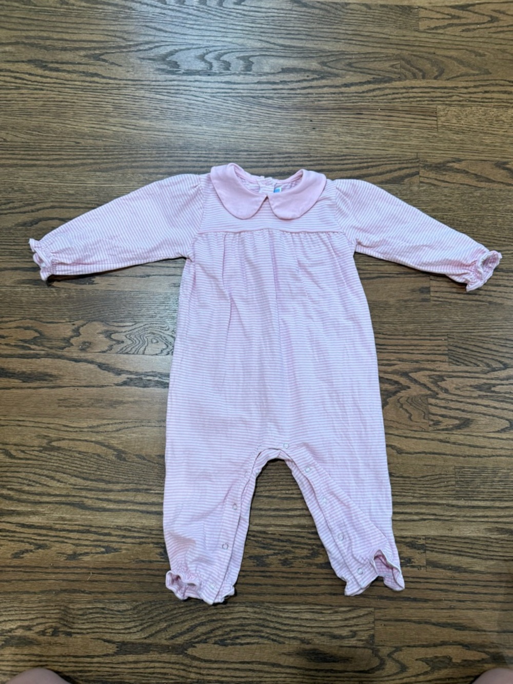 Trotter kids Pink Striped One-Piece Romper - Classic Peter Pan Collar